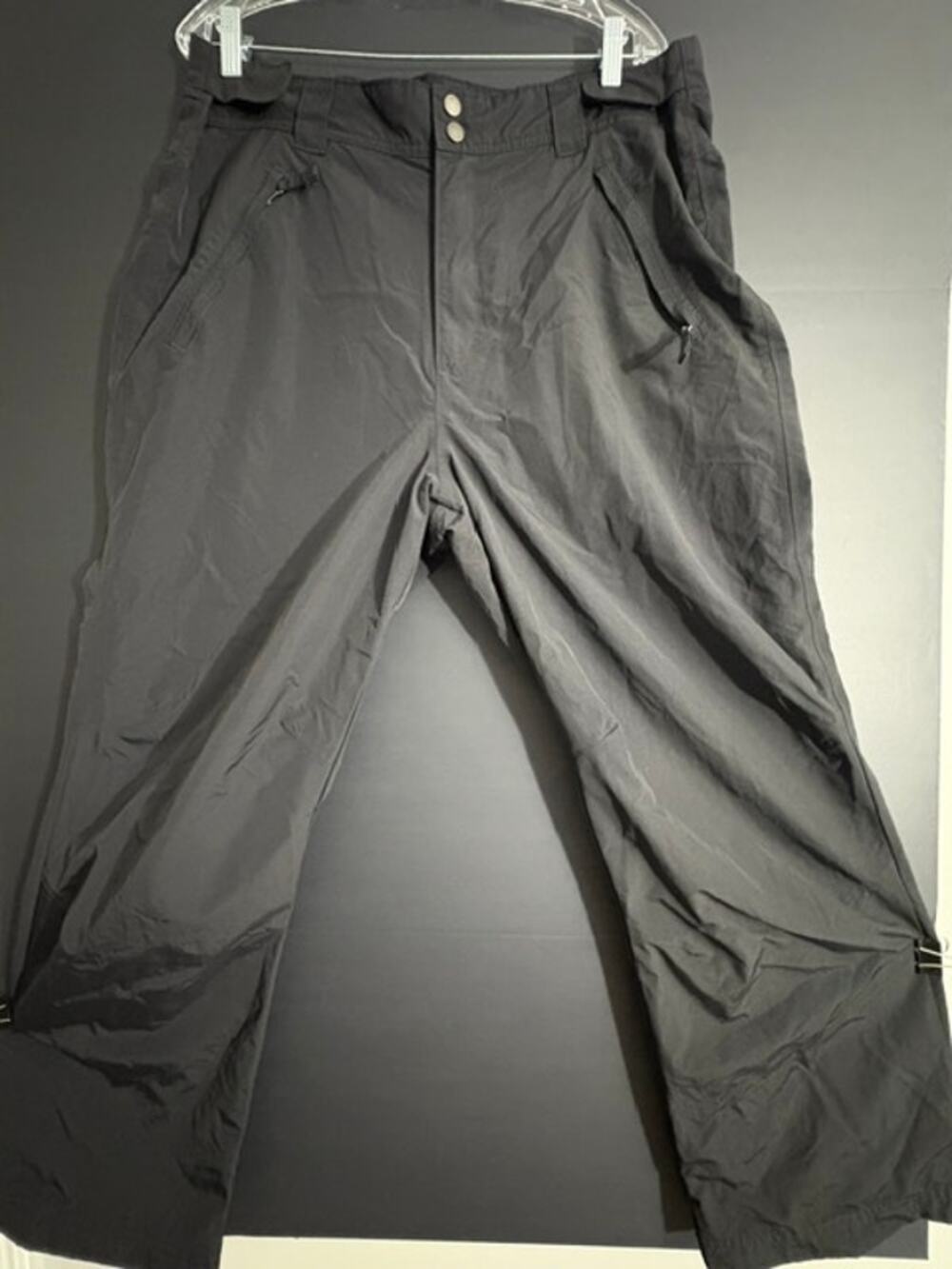 Lands End Men Nylon Hiking Pants 34x29 Black Cargo Travel Lightweight Wide Leg
